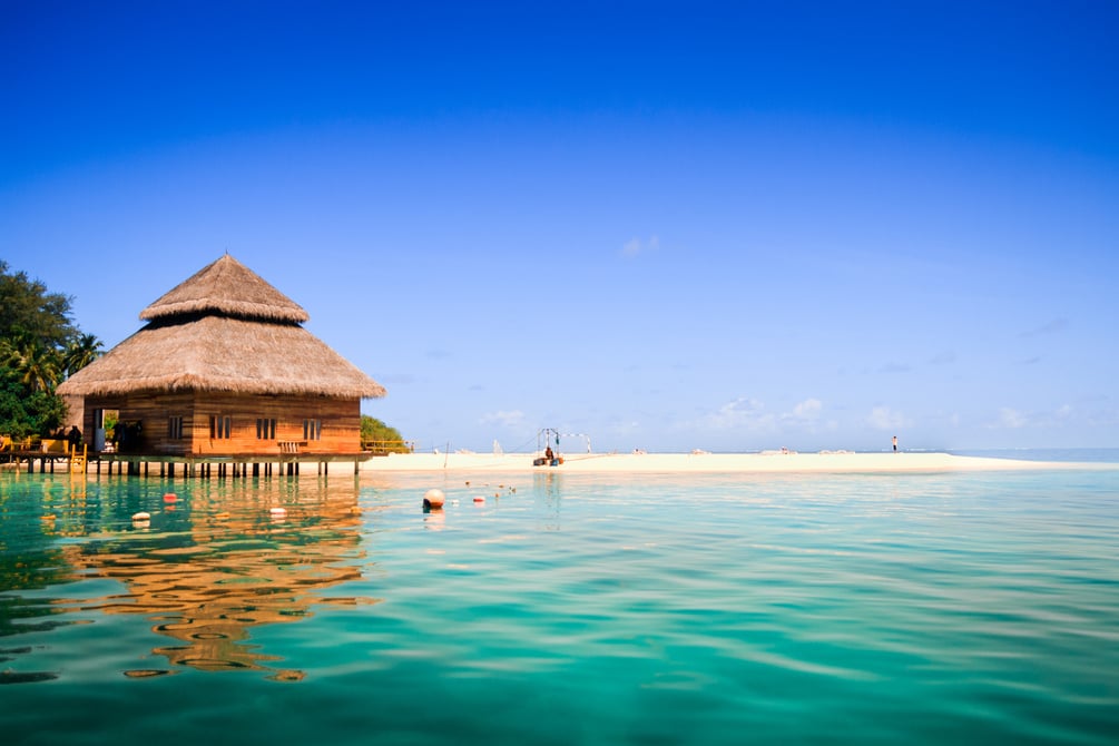 Over water bungalows with steps